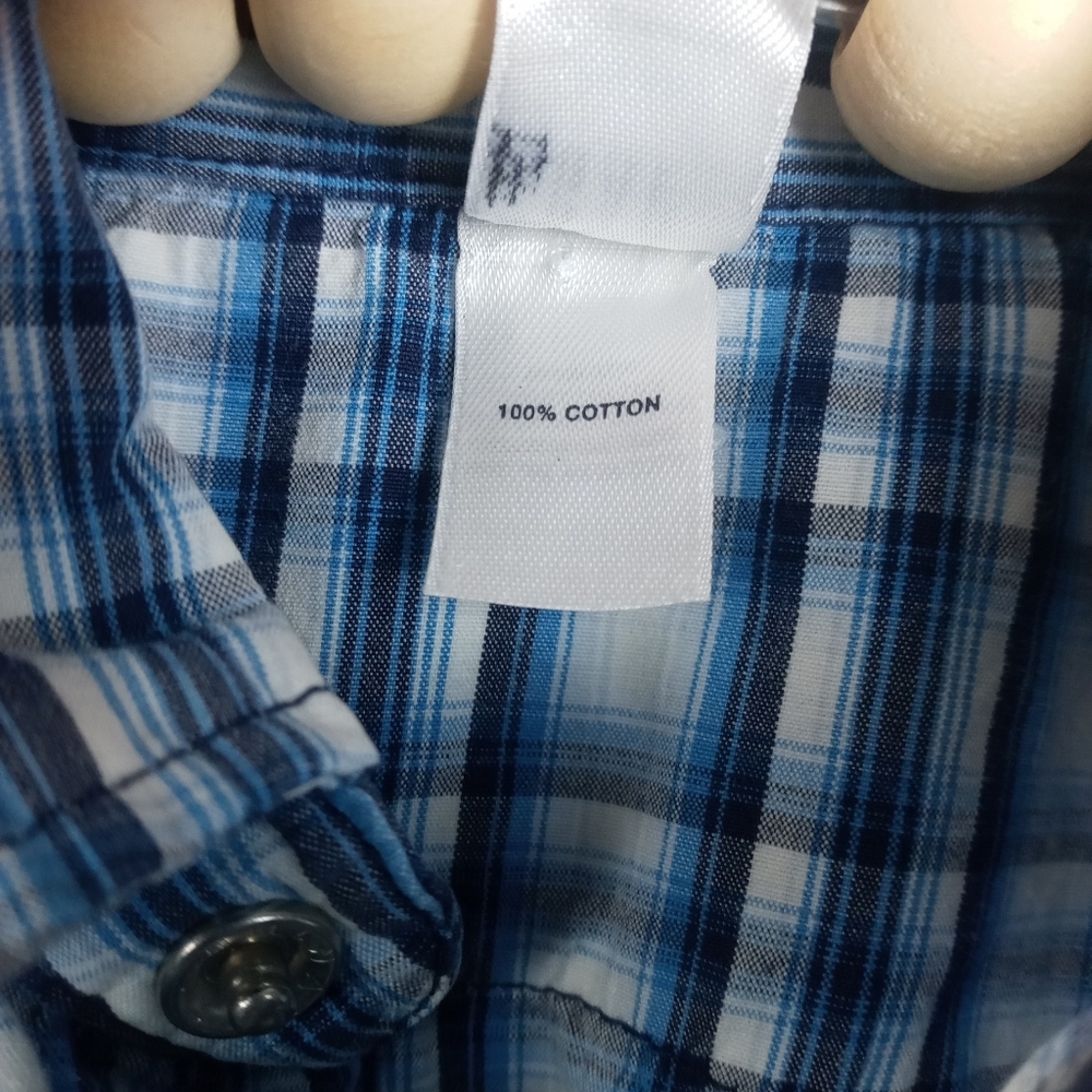 Baby Gap boys size 6-12 mos plaid pearl snap western top collared, full button - Picture 5 of 7